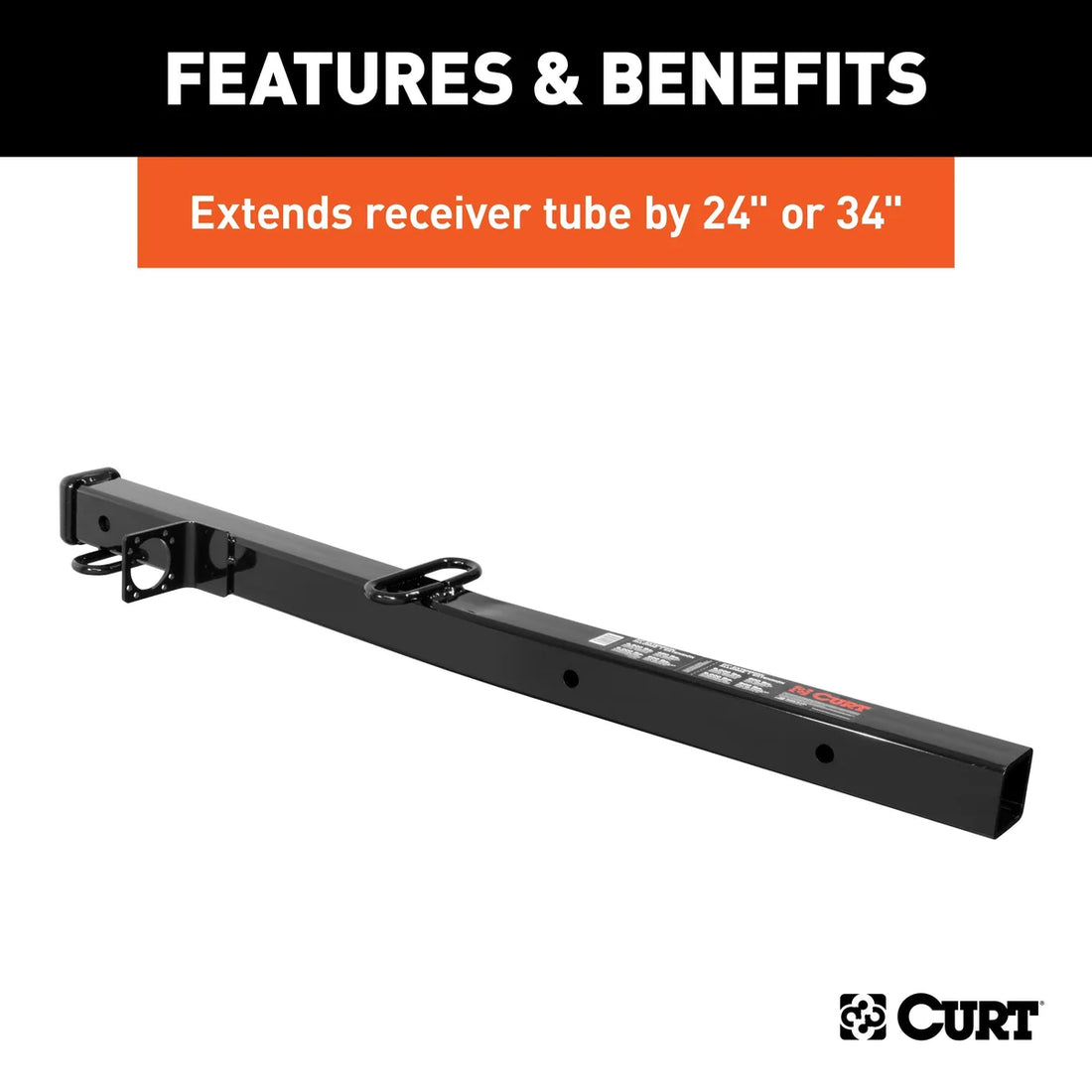 CURT Receiver Tube Adapter (2-1/2" to 2" Shank, 4,500 lbs. GTW, 34" Length) 45048 - Installation View