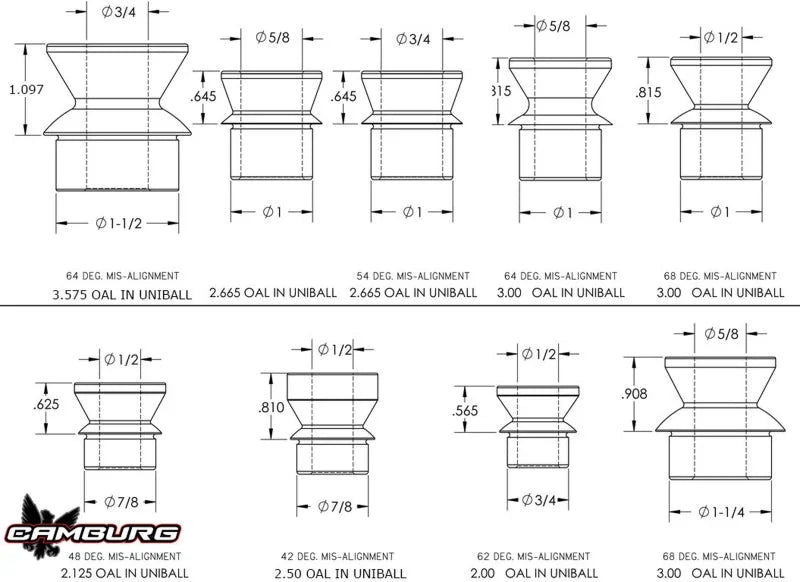 Camburg 1in. x 1/2in. Tall Hi-misalignment Spacers (pair) - Side View