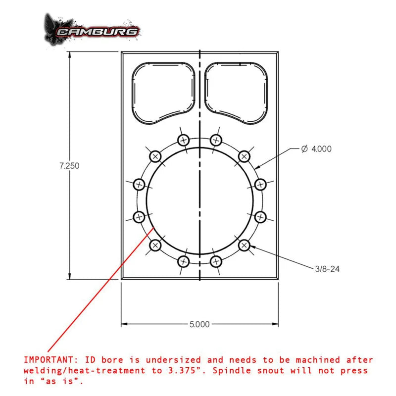 Camburg 4130 TT Bolt-on Spindle Snout Block - Back View