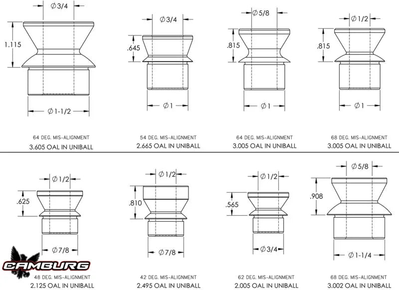 Camburg 7/8in. RHT Heim Kit (FK JMX heim 1/2in. ID spacers 1.50in. thread bung jam nut) - Additional View 5