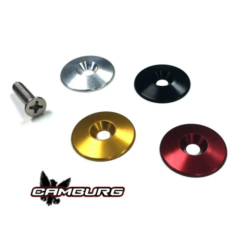 Camburg Black Fender Washer 10 Pack (aluminum washer bolt body clip 1/8in. tab) - Side View