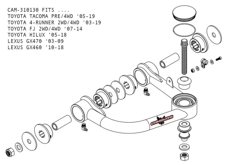 Camburg Toyota Tacoma Pre/4WD 05-23 / 4-Runner 03-23 / FJ 07-14 1.25in Uniball Upper Arms w/ covers - Additional View 6
