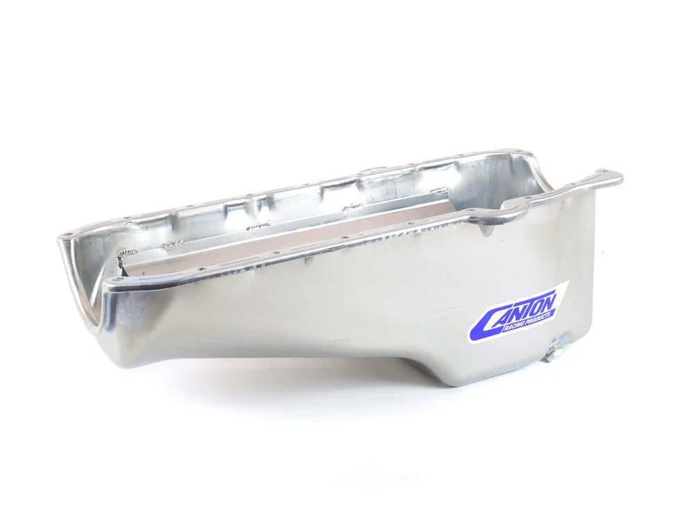 Canton 15-010 Oil Pan Stock Appearing Crate Engine Pan fits Chevy Small Block - Side View