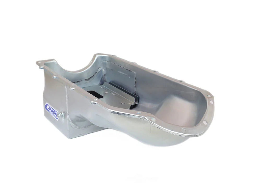 Canton 15-452 Oil Pan Early GTO Road Race Pan fits Pontiac 301-455 - Back View