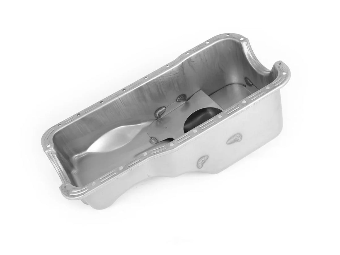 Canton 15-600 Oil Pan Stock Replacement Front Sump Pan fits 1965-1993 Ford / Lincoln / Mercury 289-302 - Side View