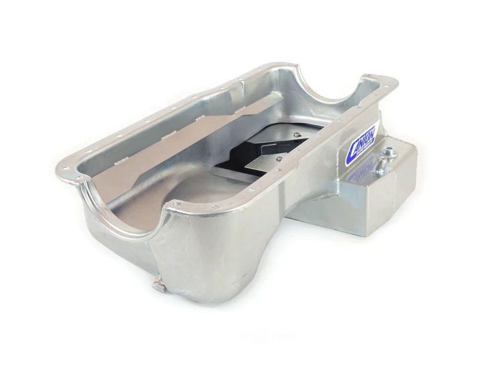 Canton 15-644 Oil Pan Rear T Sump Road Race Pan fits 1979-1995 Ford Mustang / Thunderbird 289-302 - Back View