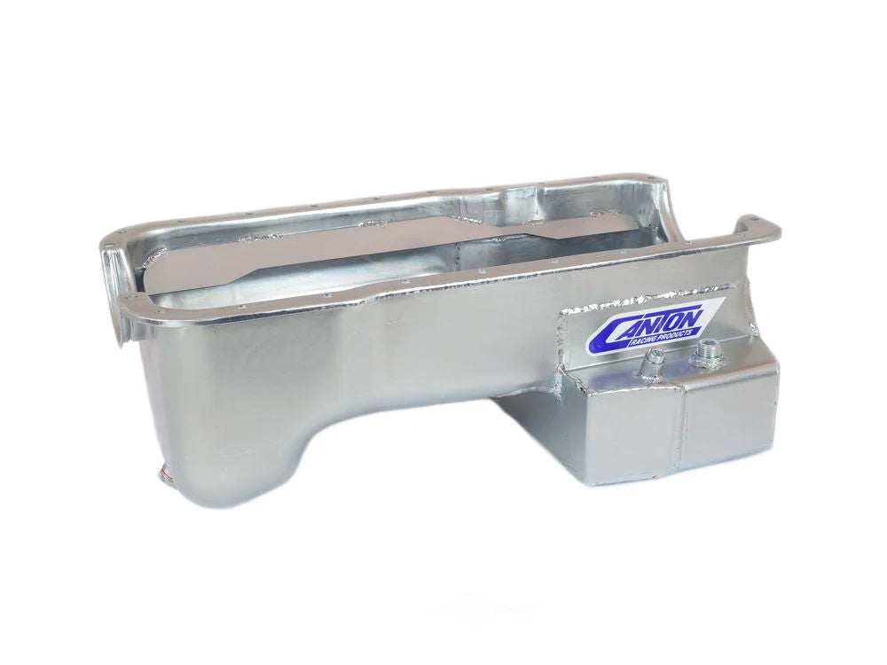 Canton 15-690 Oil Pan Fox Body Rear T Sump Street Pan fits Ford Mustang 351W - Side View