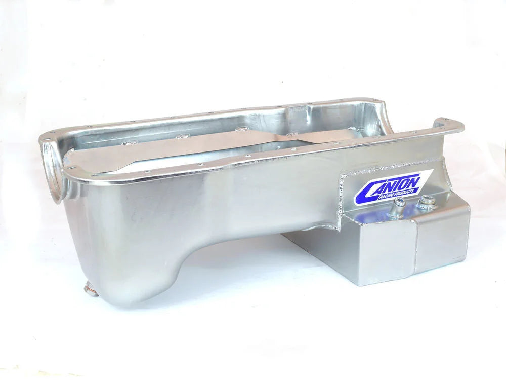 Canton 15-694 Oil Pan Fox Body Rear T Sump Road Race Pan fits Ford Mustang 351W - Side View