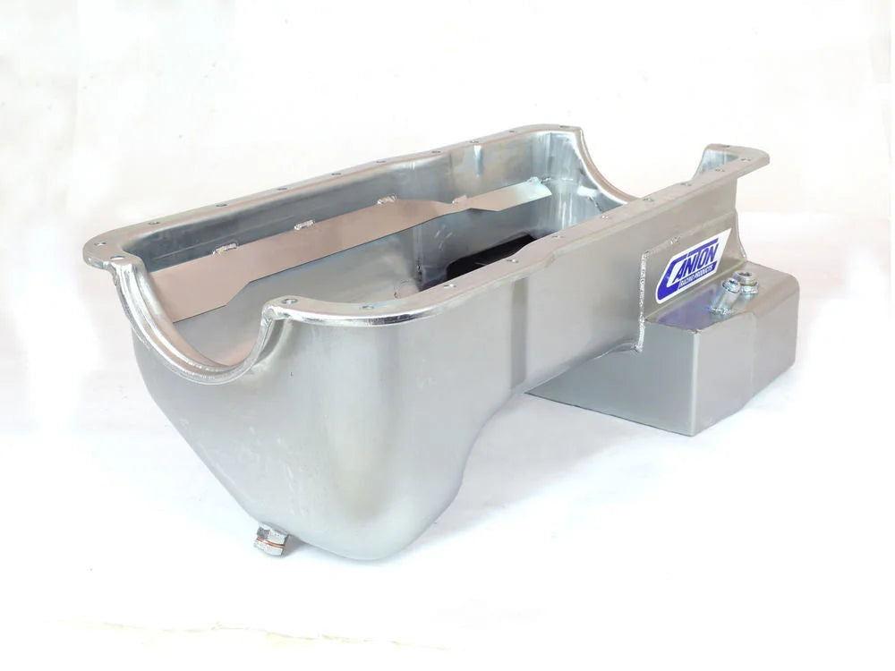Canton 15-694 Oil Pan Fox Body Rear T Sump Road Race Pan fits Ford Mustang 351W - Back View