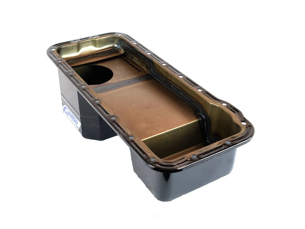 Canton 16-870 Oil Pan Deep Rear Sump Oil Pan Black 16-870 fits Ford FE Truck 332 428 - Back View