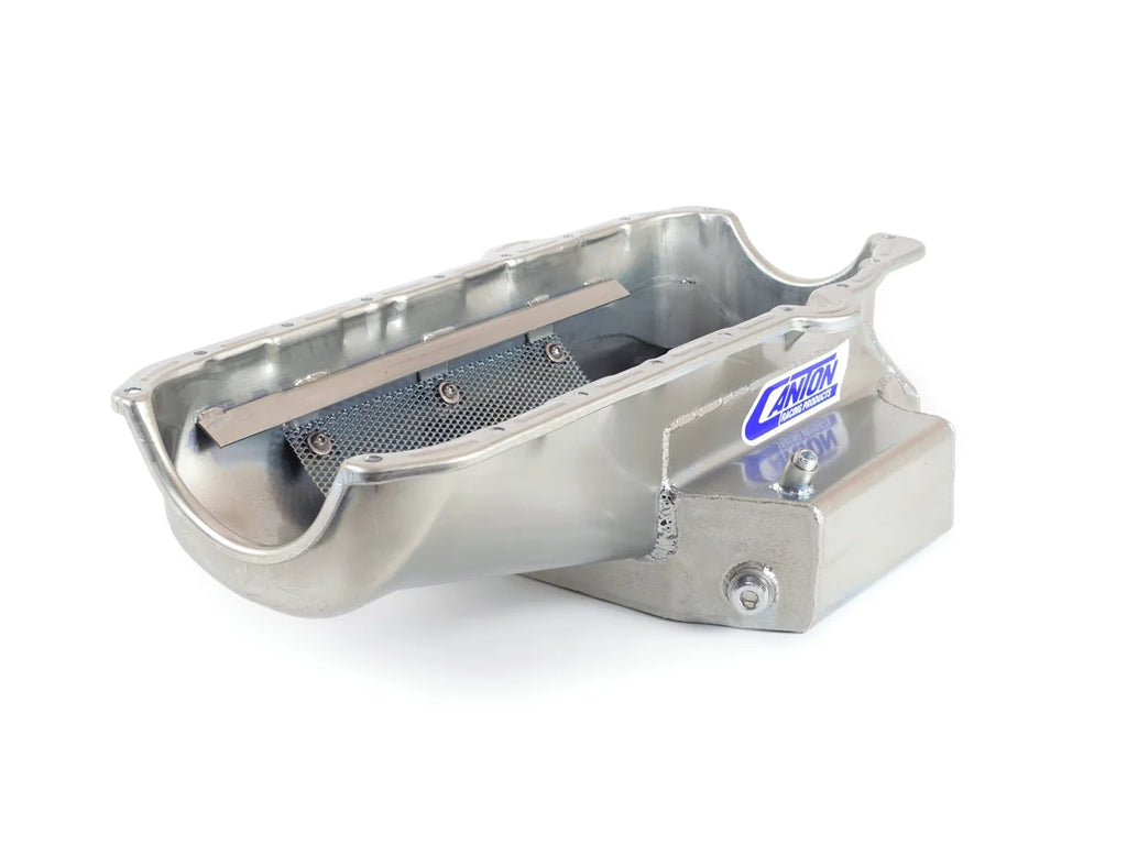 Canton Canton 11-102 Oil Pan Small Block Chevy Shallow Circle Track 12" Long Sump 11-102 - Back View