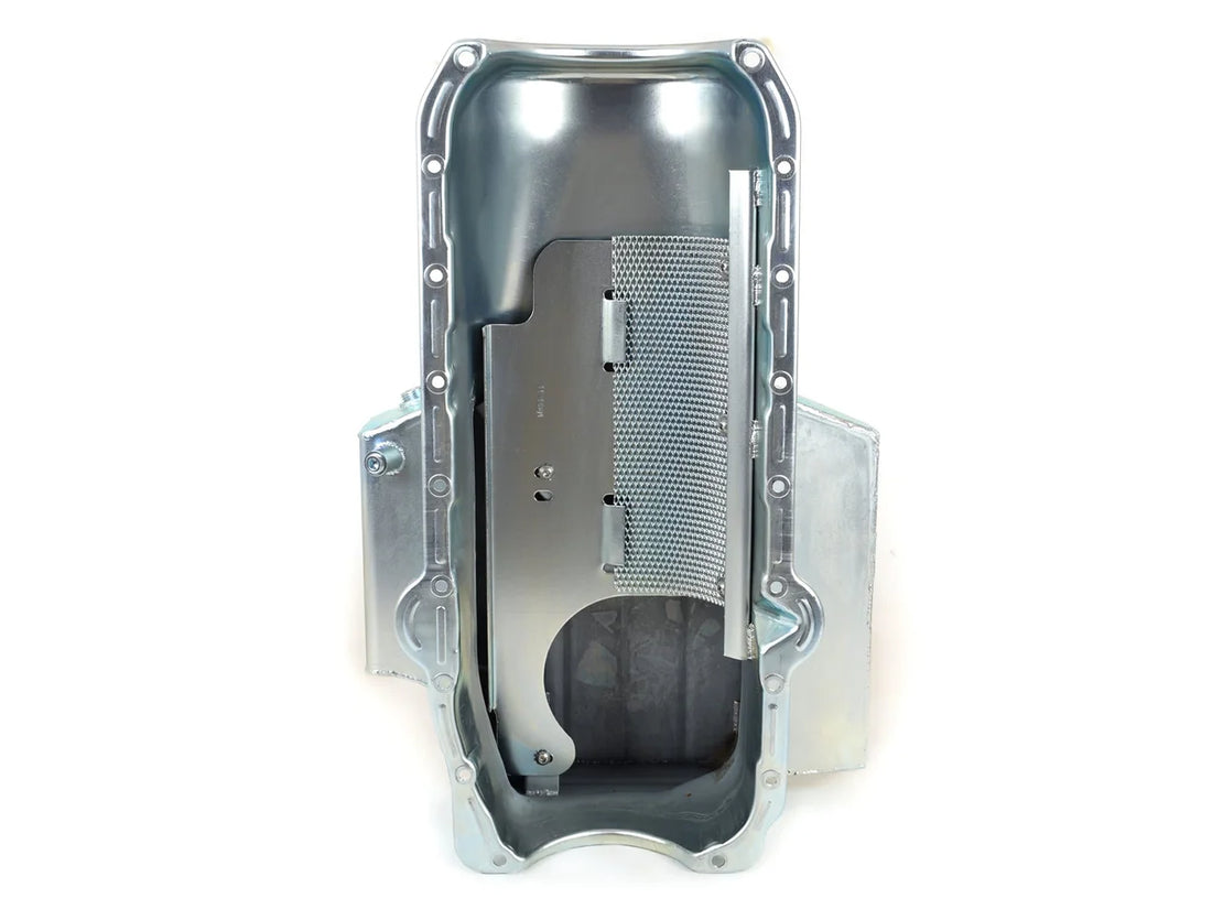 Canton Canton 11-102M Oil Pan Small Block Chevy Shallow Circle Track 12" Long Sump 11-102M - Back View