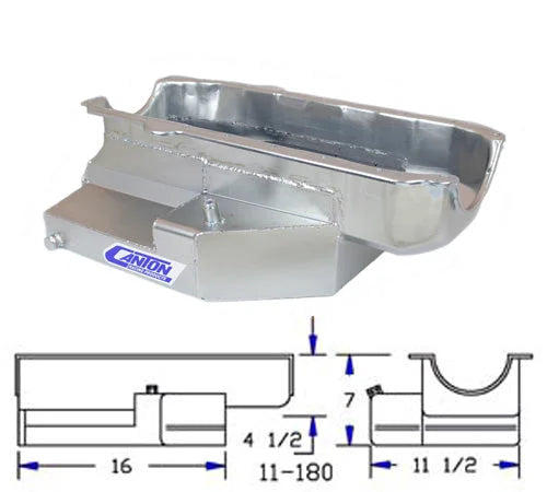 Canton Canton 11-180 Oil Pan Small Block Chevy Circle Track Open Chassis 85 & Earlier 11-180 - Back View