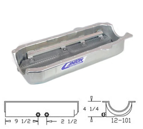 Canton Canton 12-101 Oil Pan Small Block Chevy Pre-85 Shallow Dry Sump Right Hand Exits 12-101 - Back View