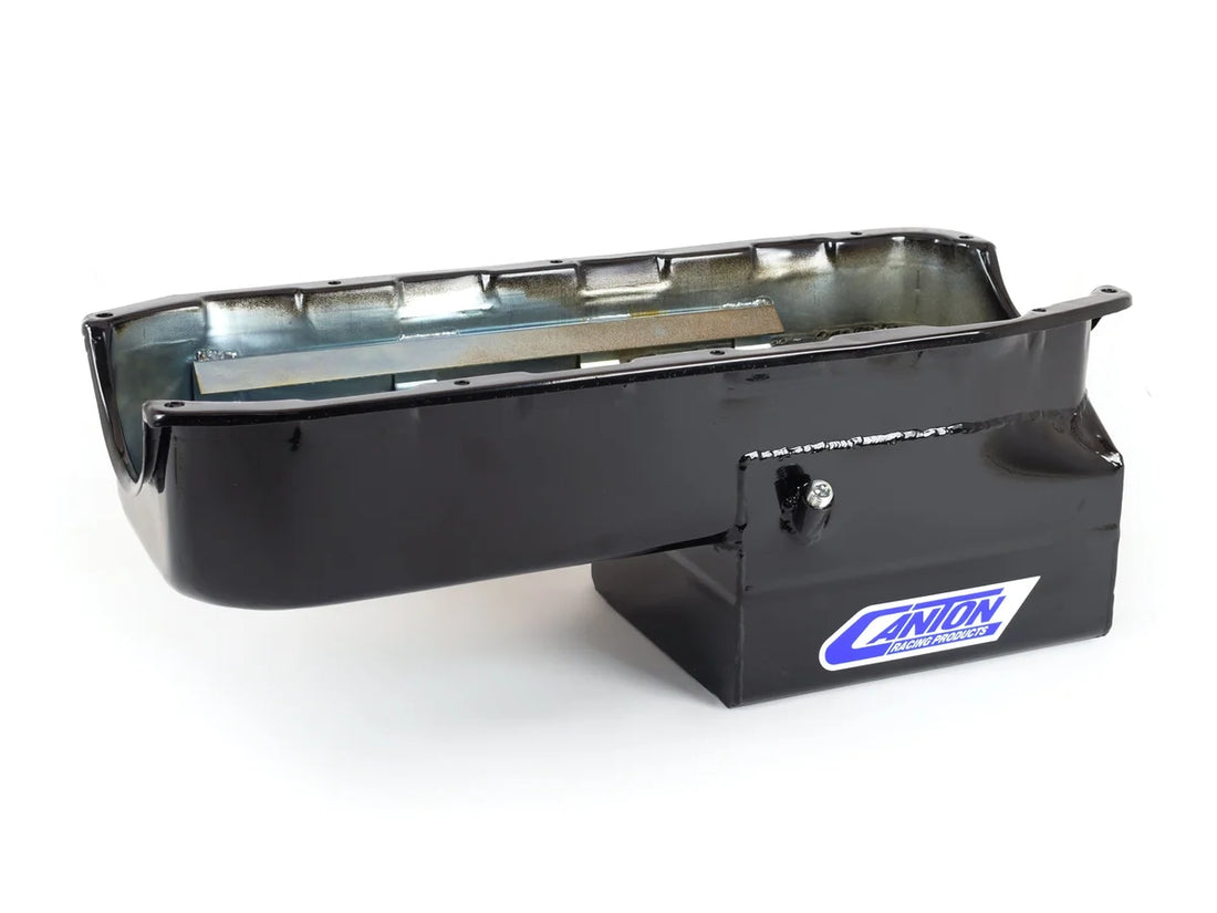 Canton Canton 13-082BLK Oil Pan Small Block Chevy Pre-1985 Drag Race Pan For Stroker 13-082BLK - Side View