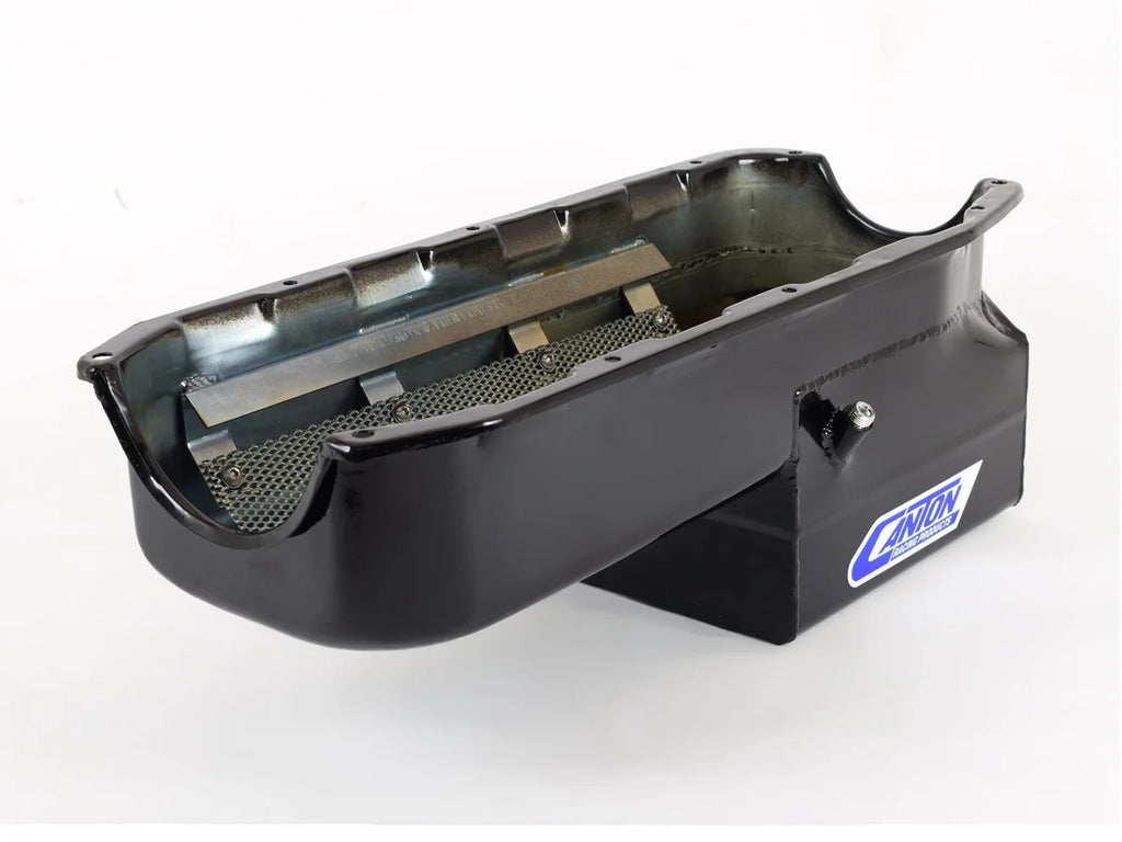 Canton Canton 13-082BLK Oil Pan Small Block Chevy Pre-1985 Drag Race Pan For Stroker 13-082BLK - Installation View