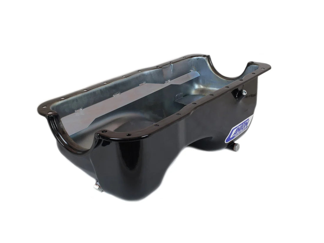 Canton Canton 13-650BLK Oil Pan For Ford 351W Stock Appearing W/ Baffle & Drain Plugs 13-650BLK - Side View