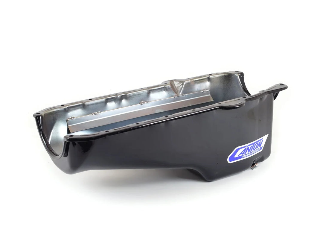 Canton Canton 15-010TBLK Oil Pan Small Block Chevy Stock Appearing Crate Engine Pan 15-010TBLK - Side View