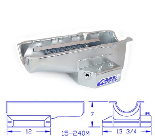 Canton Canton 15-240M Oil Pan Small Block Chevy Corvette Road Race Pan RH Dipstick 15-240M - Side View