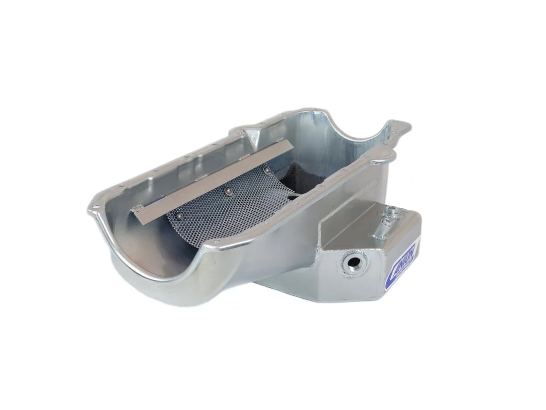 Canton Canton 15-240M Oil Pan Small Block Chevy Corvette Road Race Pan RH Dipstick 15-240M - Back View