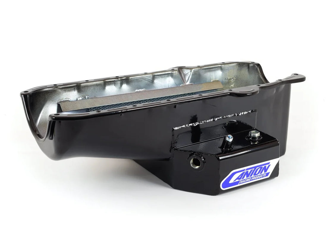 Canton Canton 15-240MBLK Oil Pan Small Block Chevy Corvette Road Race Pan RH Dipstick 15-240MBLK - Back View