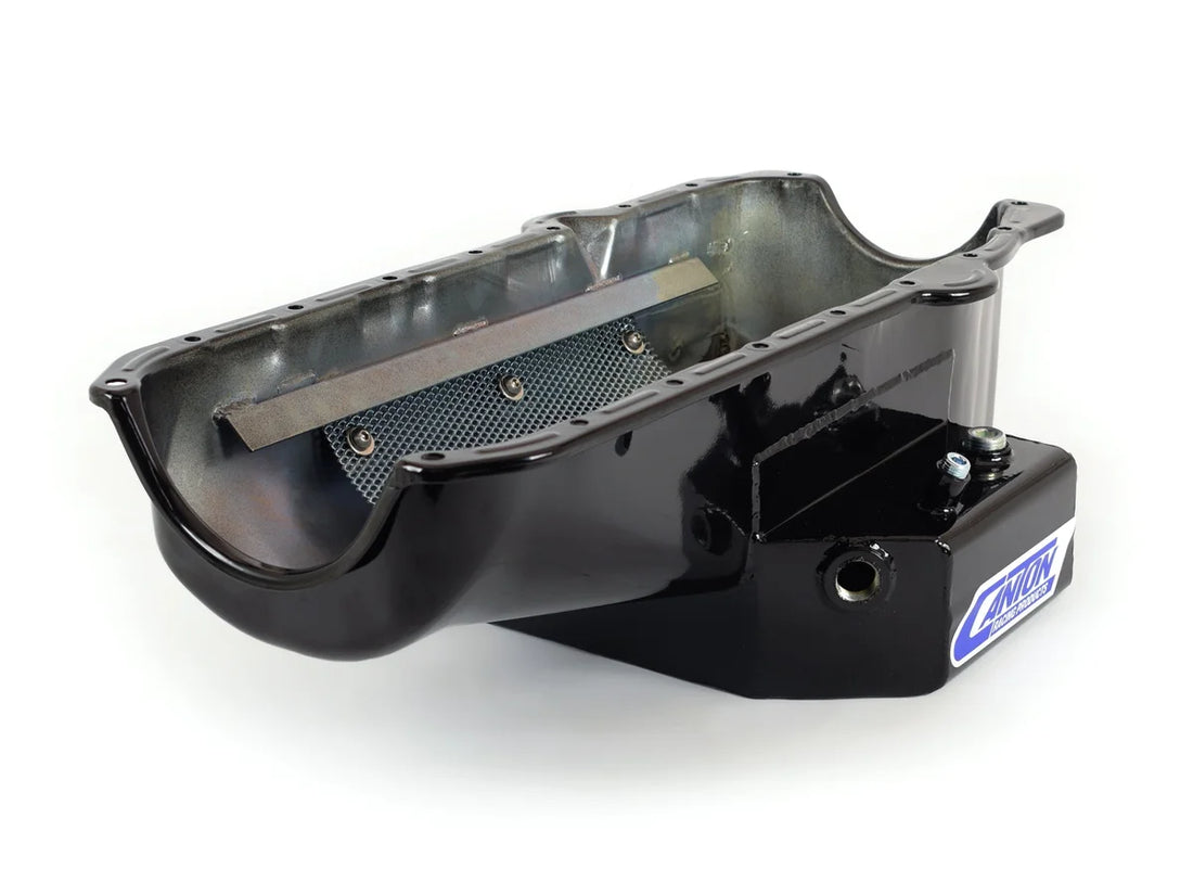 Canton Canton 15-240MBLK Oil Pan Small Block Chevy Corvette Road Race Pan RH Dipstick 15-240MBLK - Installation View