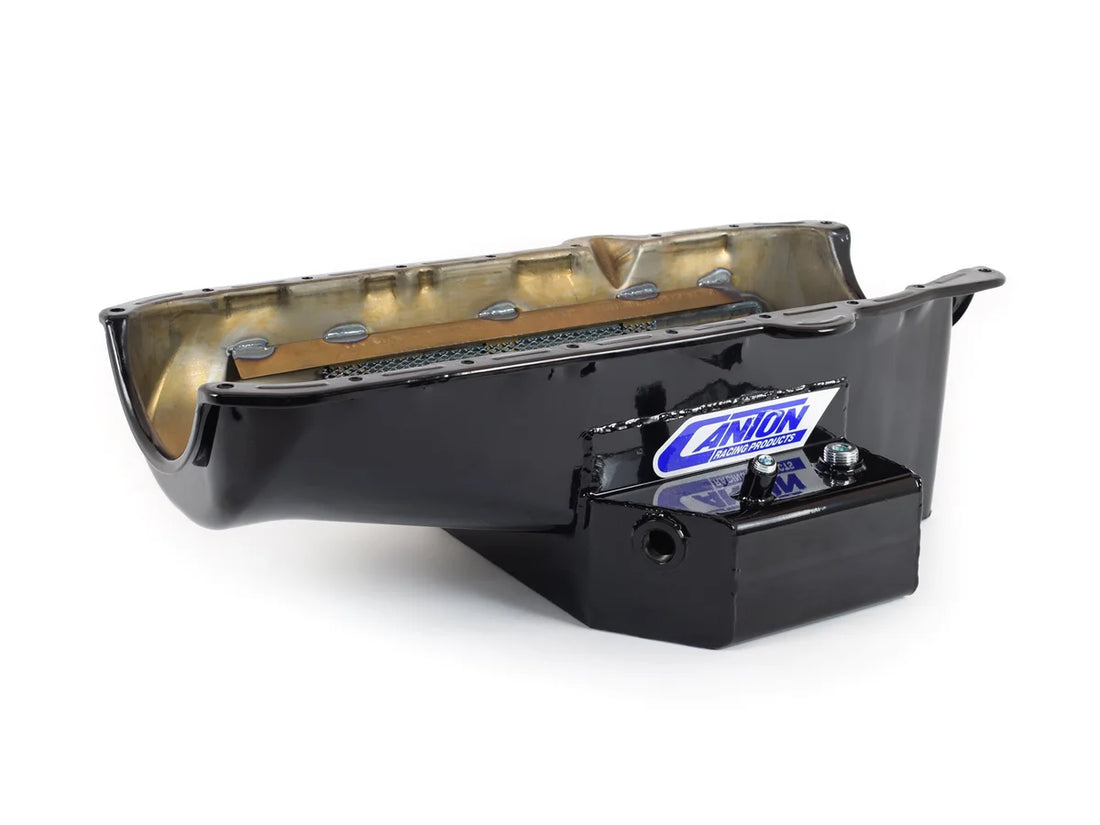 Canton Canton 15-240TBLK Oil Pan Small Block Chevy 1986 and Up Corvette Road Race Pan 15-240TBLK - Back View