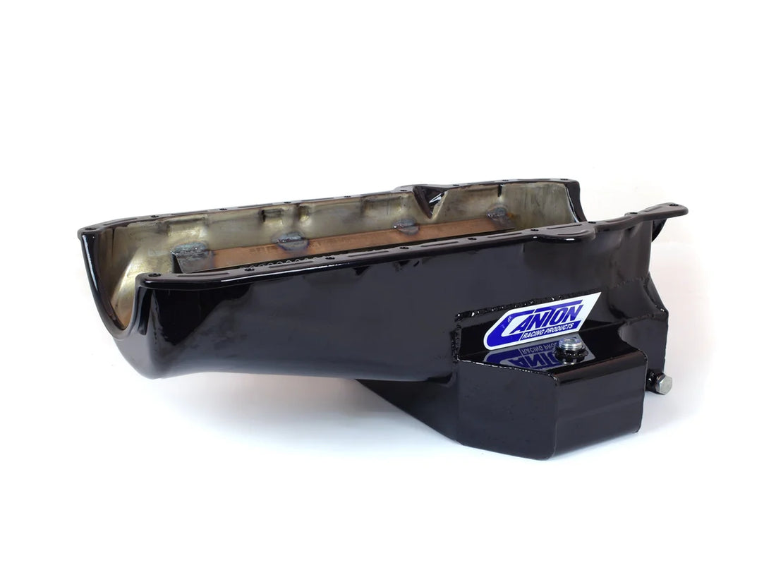 Canton Canton 15-250TBLK Oil Pan For SBC G Body Road Race Pan 1 Piece Seal 15-250TBLK - Back View