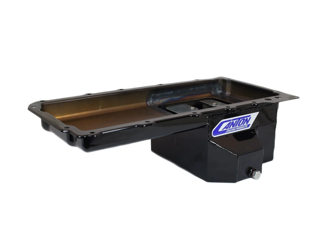 Canton Canton 15-274BLK Oil Pan For GM LS1 LS6 Rear Sump Road Race Pan Baffled 15-274BLK - Back View