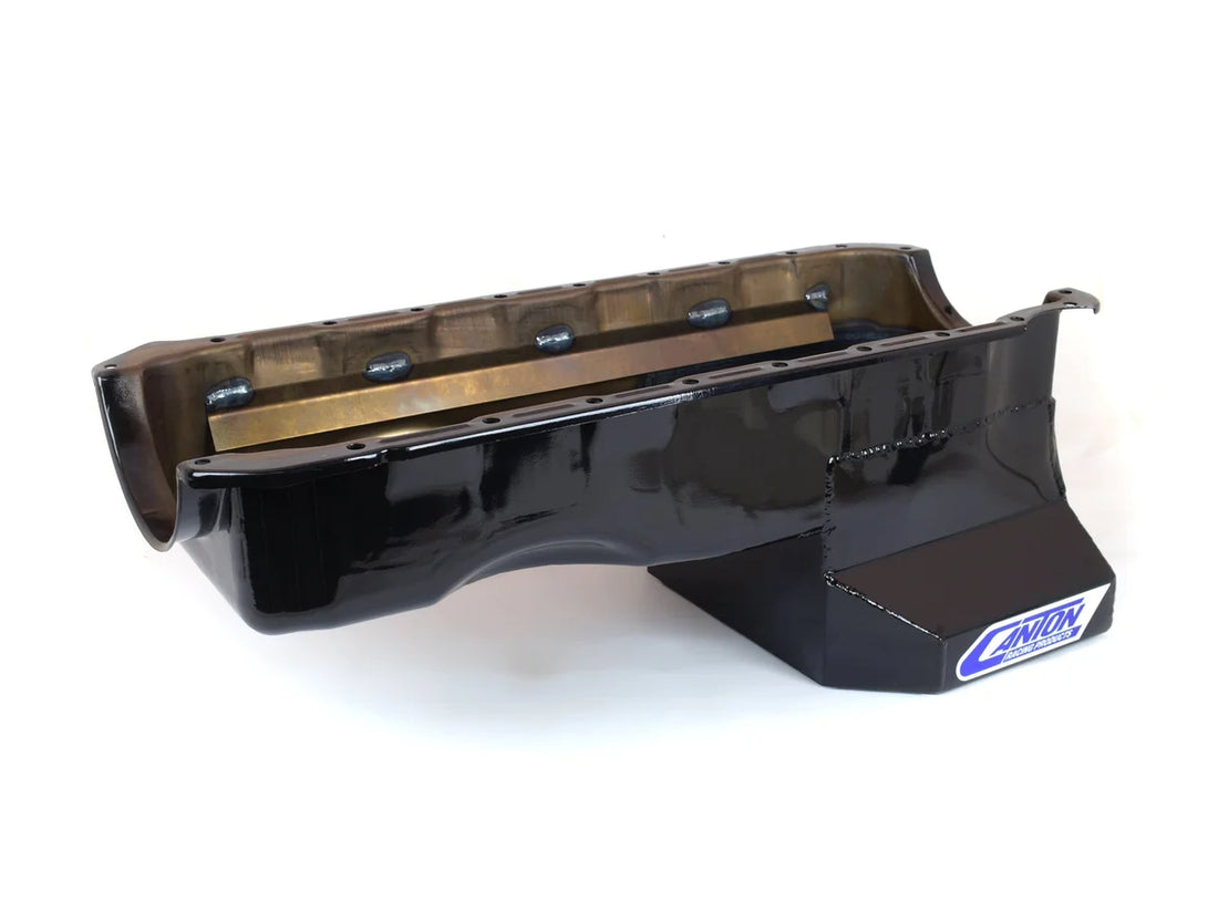 Canton Canton 15-350BLK Oil Pan Big Block Chevy Early Chevelle Street Pan T Sump 15-350BLK - Installation View