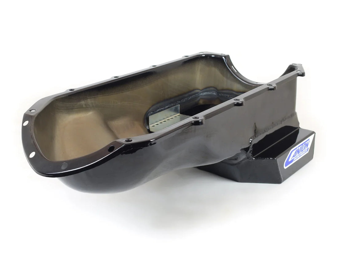 Canton Canton 15-444BLK Oil Pan For Pontiac Road Race T-Sump Pan Black Powdercoat 15-444BLK - Side View