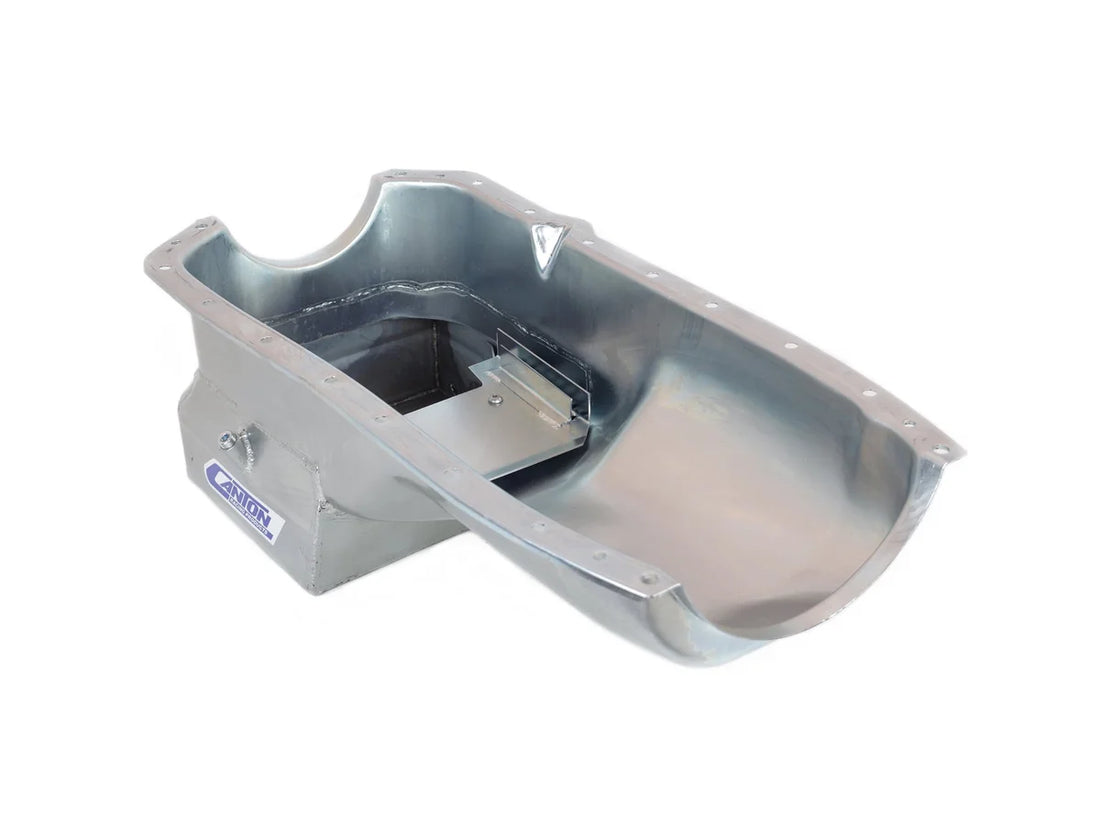 Canton Canton 15-502 Oil Pan Oldsmobile 307-455 Street Road and Drag Race Pan Baffled 15-502 - Installation View