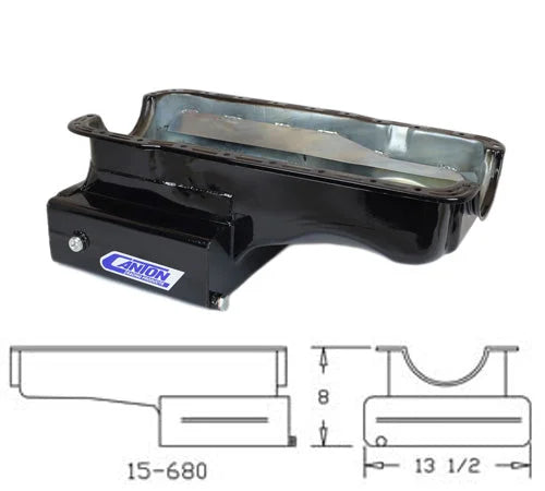 Canton Canton 15-680BLK Oil Pan For Ford 351W Front Sump Road Race Pan 15-680BLK - Side View