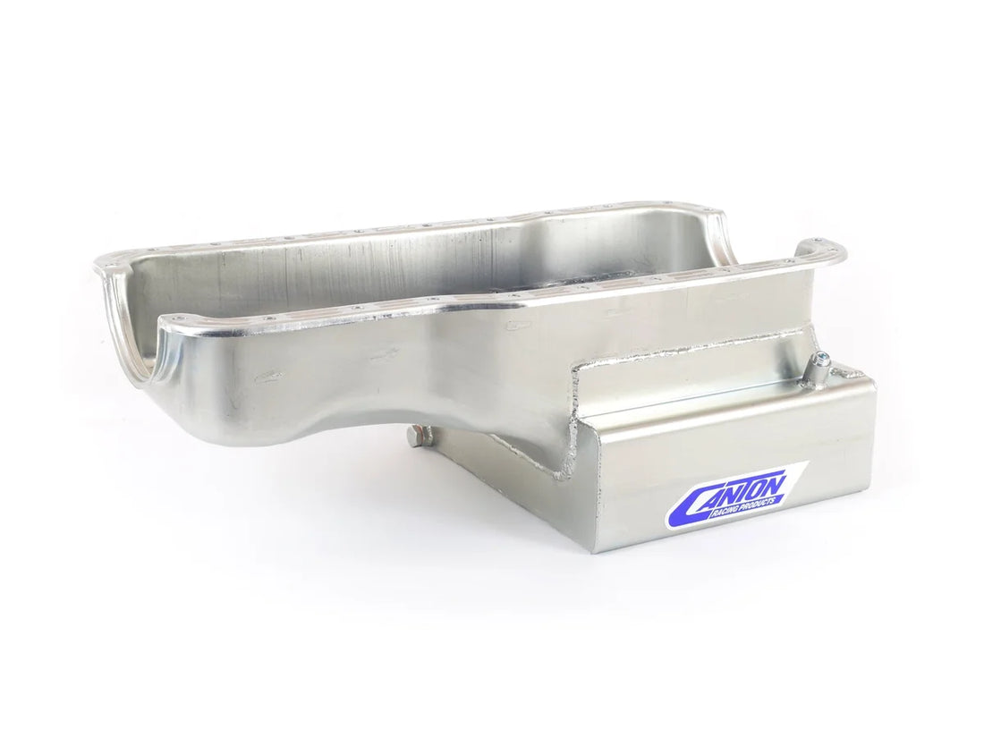 Canton Canton 15-680S Oil Pan For Ford 351W Front Sump 12 Inch Wide 14 GA Road Race Pan 15-680S - Back View