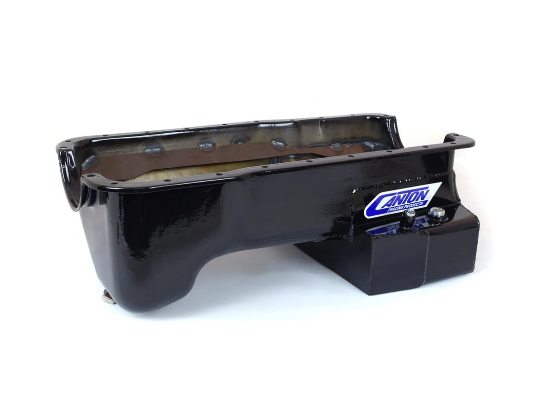 Canton Canton 15-690BLK Oil Pan For Ford 351W Fox Body Mustang Rear T Sump Street Pan 15-690BLK - Installation View