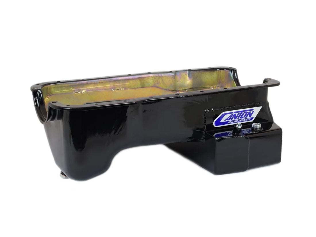 Canton Canton 15-694BLK Oil Pan Ford 351W Fox Body Mustang Rear T Sump Road Race Pan 15-694BLK - Side View