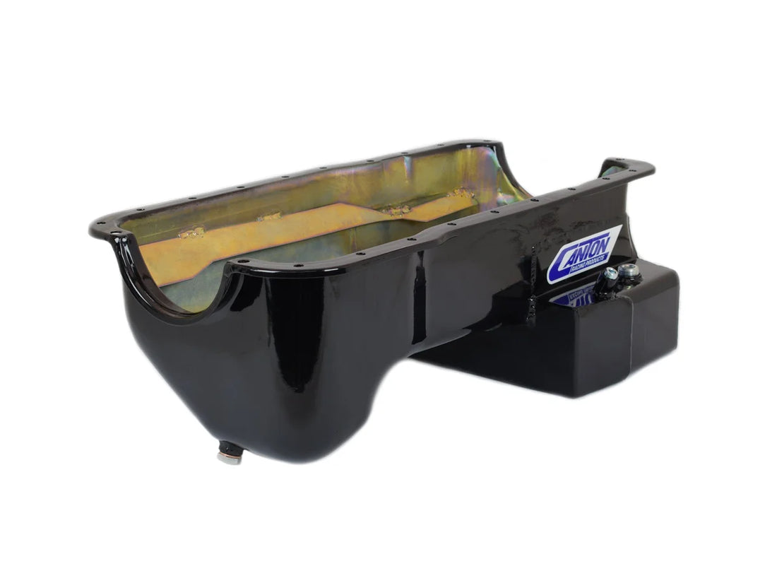 Canton Canton 15-694BLK Oil Pan Ford 351W Fox Body Mustang Rear T Sump Road Race Pan 15-694BLK - Installation View