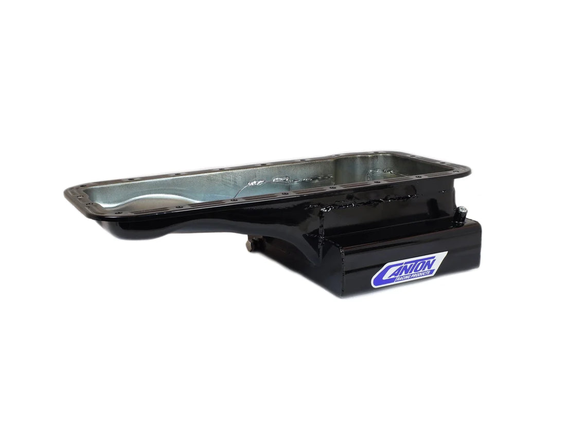 Canton Canton 15-810BLK Oil Pan Ford 332-428 FE High Capacity Front T Sump Street Pan 15-810BLK - Installation View