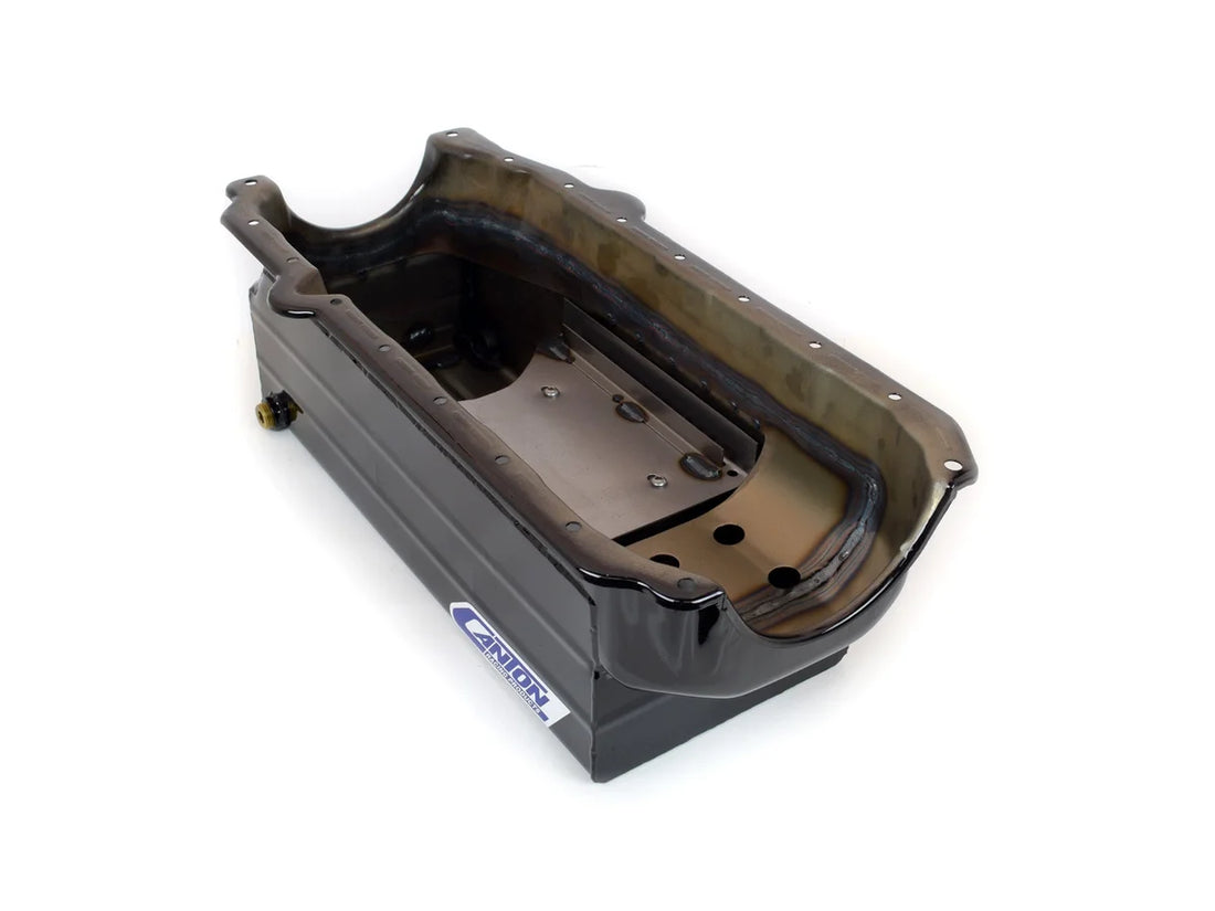 Canton Canton 18-100T Oil Pan Small Block Chevy Full Length Sump Marine 1 Piece Seal 18-100T - Side View