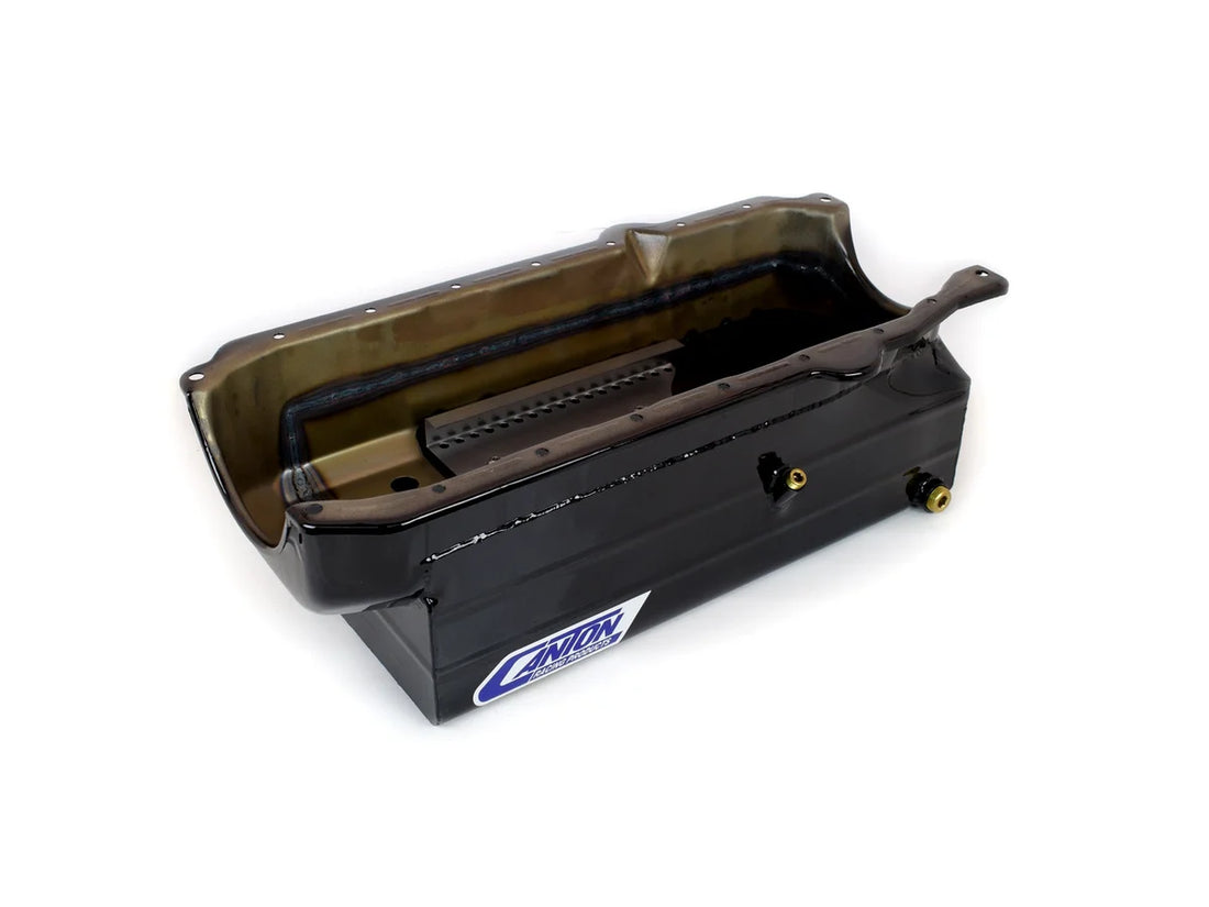 Canton Canton 18-100T Oil Pan Small Block Chevy Full Length Sump Marine 1 Piece Seal 18-100T - Back View