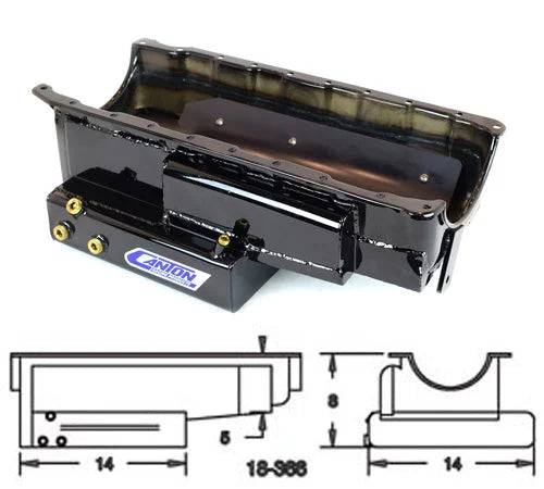 Canton Canton 18-366 Oil Pan Big Block Chevy Mark5 Gen6 Recovery Power Pouch Marine Pan 18-366 - Side View