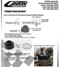 Load image into Gallery viewer, Canton Canton 22-550 Billet Aluminum Oil Input Adapter Sandwich Style Small Block Chevy 22-550 - Side View