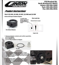 Load image into Gallery viewer, Canton Canton 22-567 Alum Oil Input Adapter Universal Sandwich Style 18MM -1.5, 2 5/8&quot; 22-567 - Side View