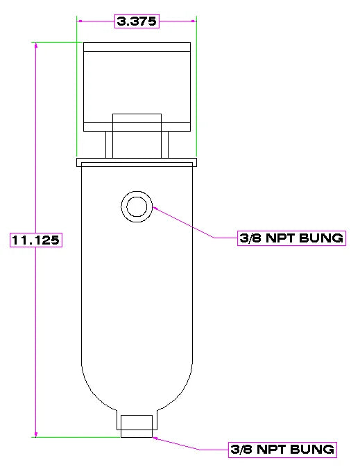 Canton Canton 23-030 Universal Aluminum Breather Tank 3/8" Side Port And Bottom Petcock 23-030 - Side View