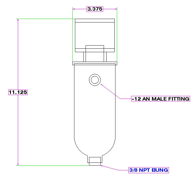 Canton Canton 23-031 Universal Aluminum Breather Tank Evac Systems Vent Tank 23-031 - Side View