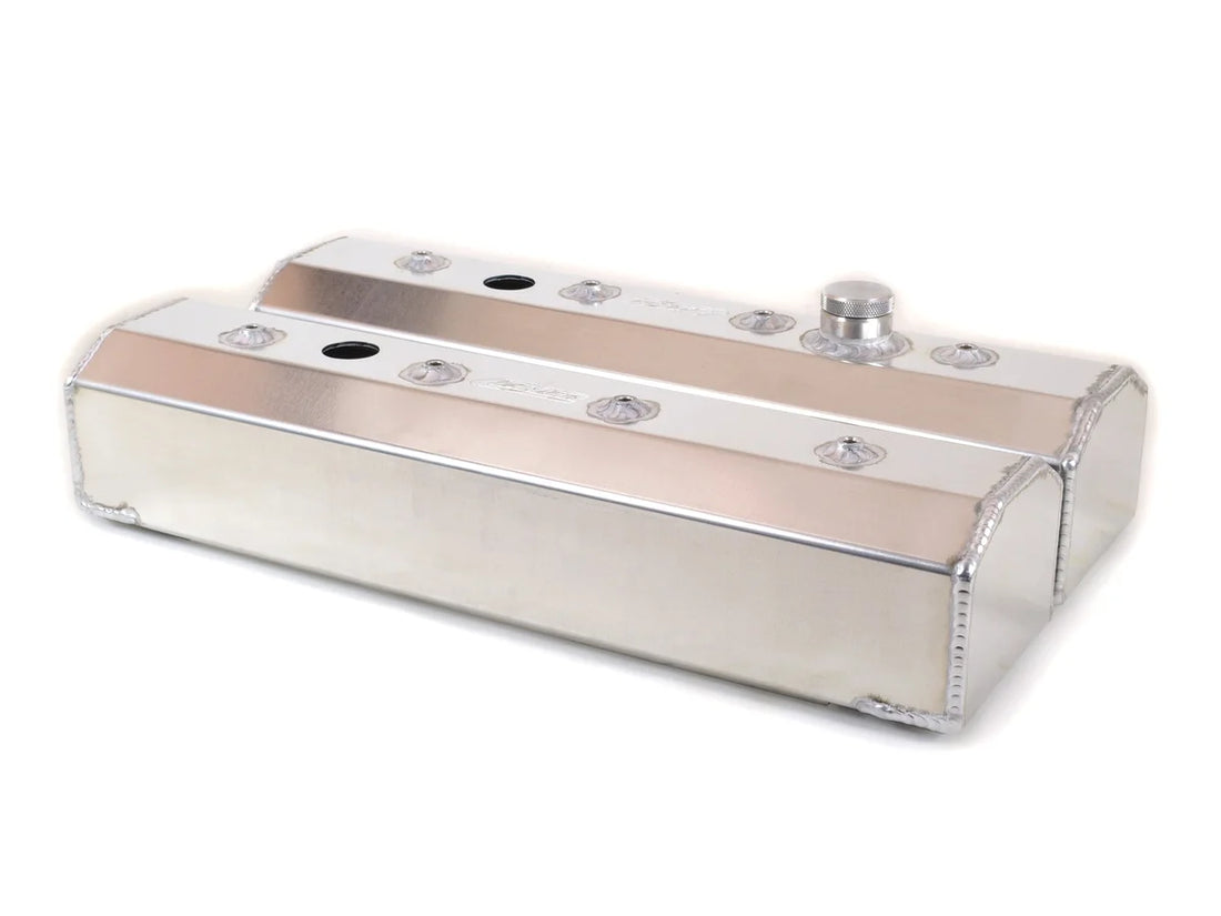 Canton Canton 65-205 Valve Covers Small Block Chevy Centerbolt Fab Alum With Fill & PCV 65-205 - Side View