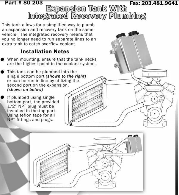Canton Canton 80-203 2qt Expansion Tank with Integrated 2 qt Recovery Tank 80-203BLK - Back View