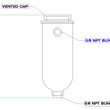 Load image into Gallery viewer, Canton Canton 80-206 Aluminum Catch Fill Tank 24 Oz 3/8" Ports &amp; Petcock W/ Vented Cap 80-206 - Side View