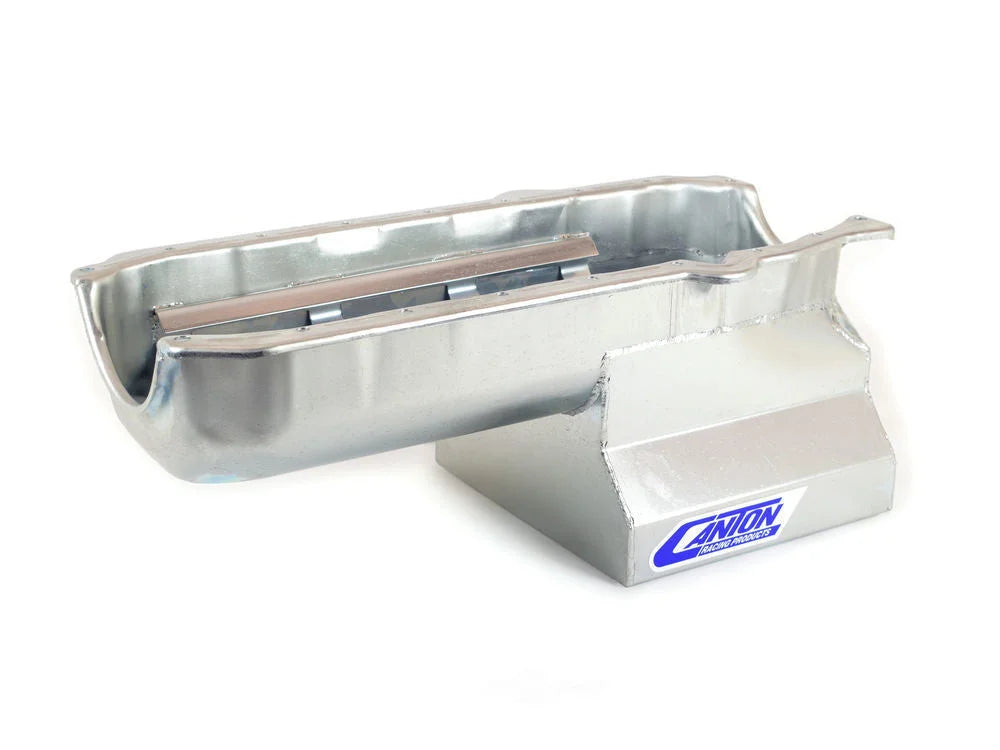 Canton Canton Oil Pan Drag Race T Sump Pan 13-100 fits Pre-1980 Chevy Small Block - Back View