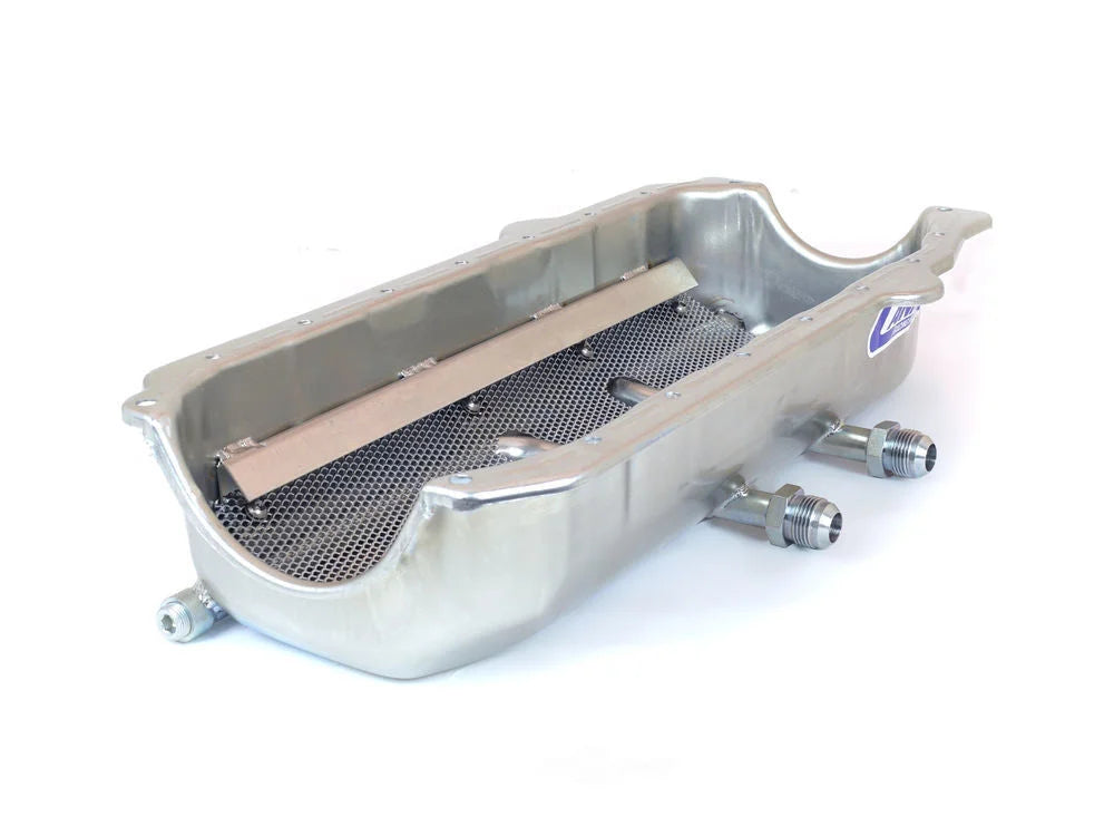 Canton Canton Oil Pan Dry Sump W Left Side Pickup Exits 12-103 fits Pre-1985 Chevy Small Block - Back View